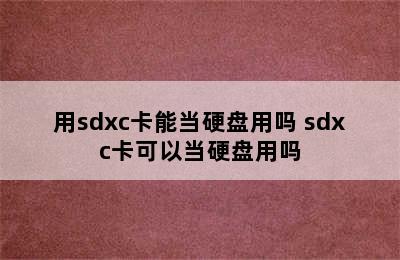 用sdxc卡能当硬盘用吗 sdxc卡可以当硬盘用吗